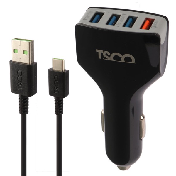 شارژر فندکی فست شارژ TSCO TCG 20 3A QC3.0 PD 18W + کابل تایپ سی