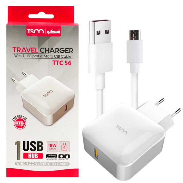 TSCO TTC56 1Port Wall Charger With 1m MicroUSB Charge Cable
