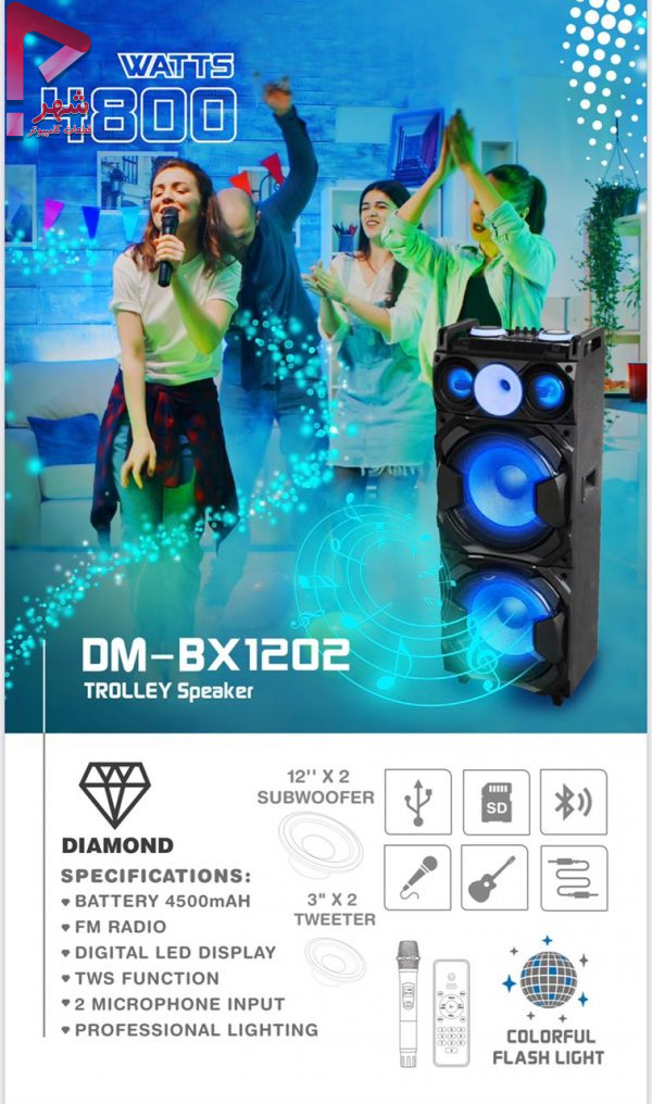 اسپیکر شارژی دیجی پرتابل DIAMOND مدل DX-B1202