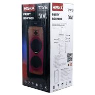 اسپیکر چمدانی بلوتوثی رم و فلش خور Hiska Party Box 1003 + میکروفون و ریموت کنترل