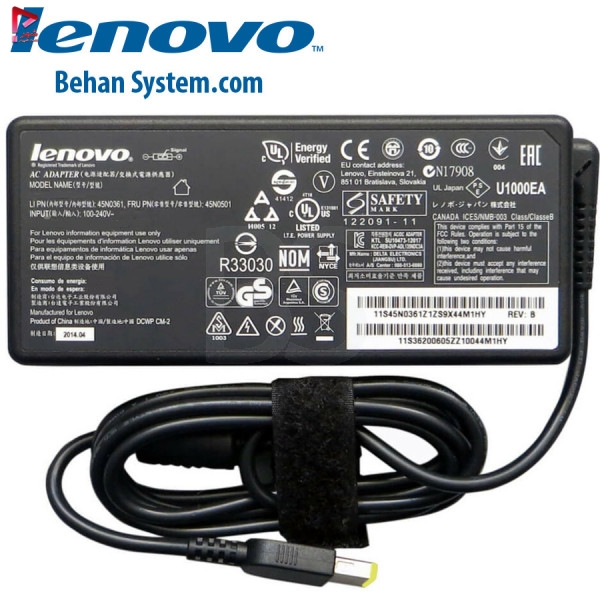 شارژر لپ تاپ Lenovo 20V 3.25A فیش USB