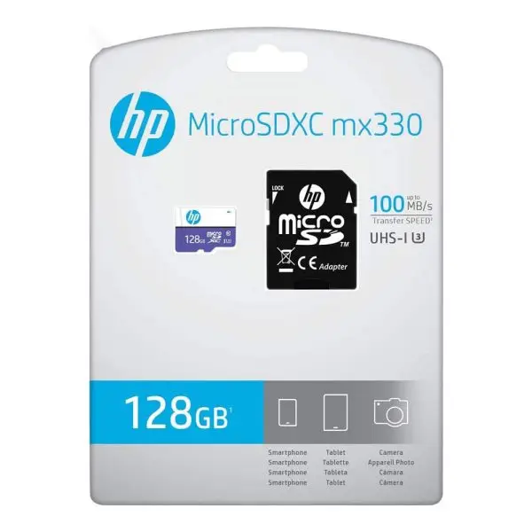 رم میکرو 128 گیگ اچ پی HP MX330 U3 C10 100MB/s + خشاب