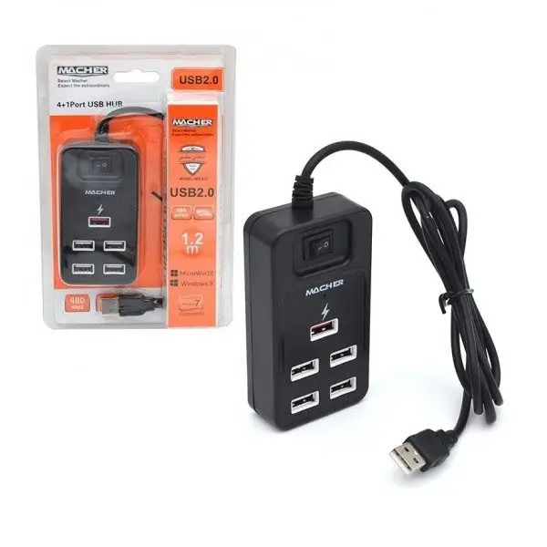 هاب 5 پورت USB 2.0 مچر مدل MACHER MR-212
