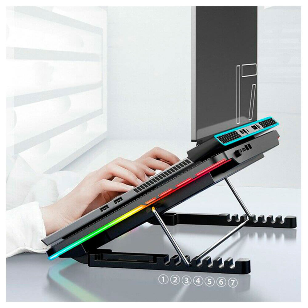 پایه خنک کننده لپ تاپ کول کلد مدل F5 RGB شش فن