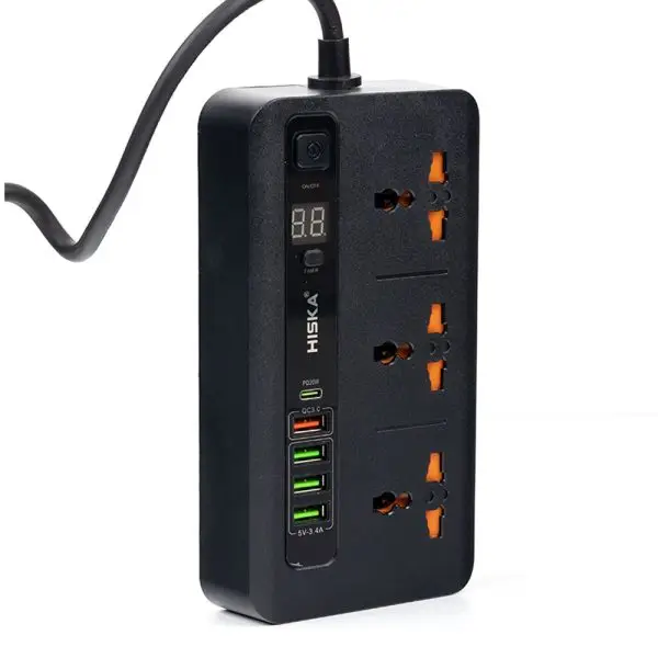 چند راهی برق هیسکا HISKA CH-5520 + شارژر USB و Type-C