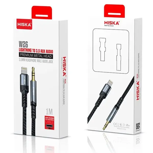 کابل تبدیل لایتنینگ به AUX هیسکا مدل HISKA W26