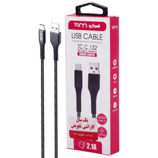 کابل شارژ تایپ سی تسکو مدل TSCO TC C132