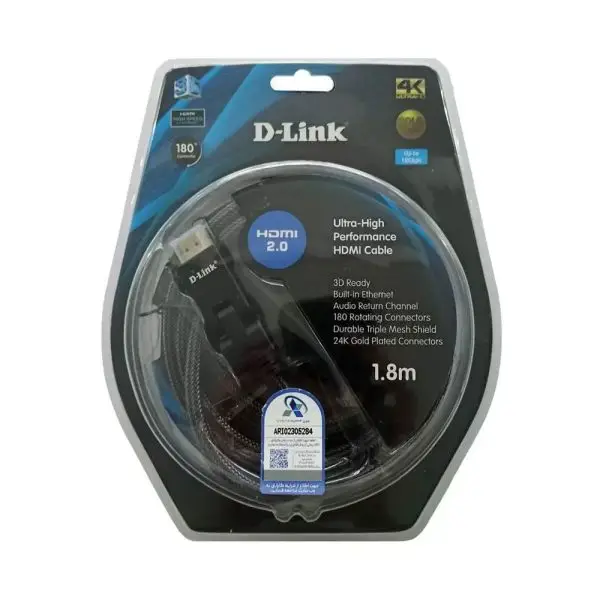 کابل HDMI دی‌لینک مدل D Link HCB-4AABLB RR-1-8 – طول 1.8 متر