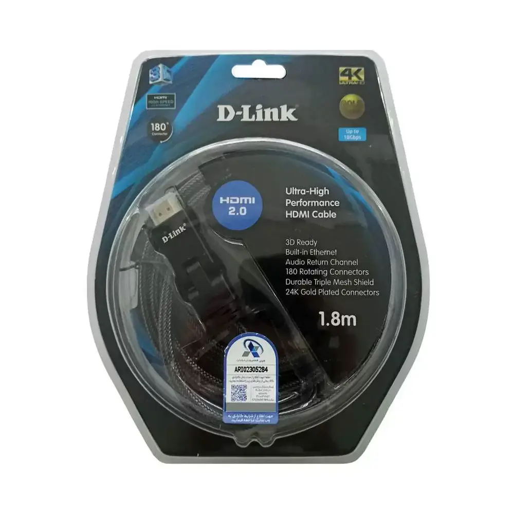 کابل HDMI دی‌لینک مدل D Link HCB-4AABLB RR-1-8 – طول 1.8 متر