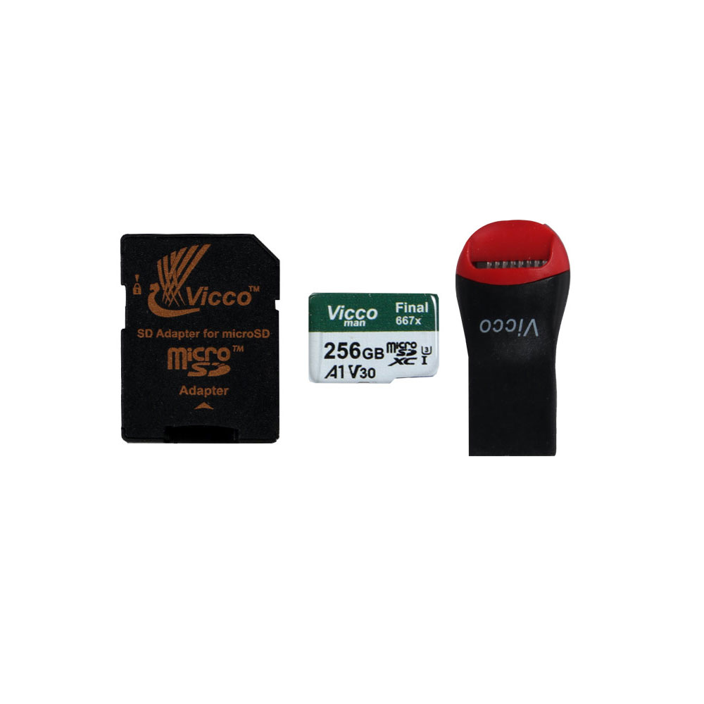 رم میکرو Vicco man Final 667X ALL IN ONE U3 microSDXC UHS-I Class10-100MB/s -256GB