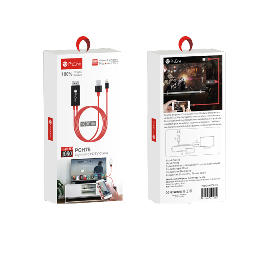 کابل تبدیل لایتنینگ به HDMI پرووان مدل PCH75 طول 1.8 متر ا PCH75 Lightning to HDMI model 1.8 meters