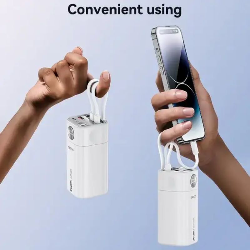 YP86 20000mAh Power Bank Fast Charging 22.5W Digital Display Phone Charger with Built-in USB-C 8Pin Cables 20W High-Speed Recharging Battery Pack Compatible with iPhone,Android Devices