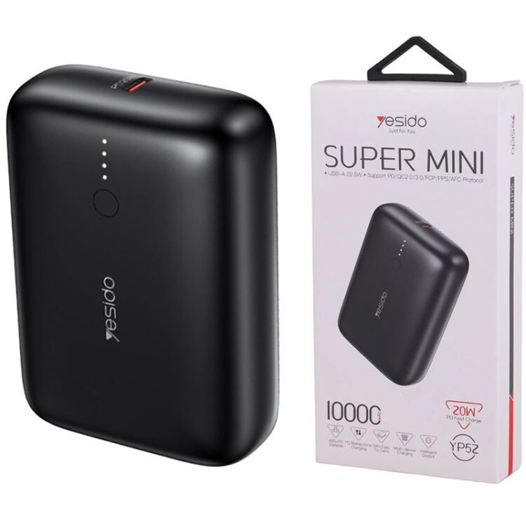 پاور بانک فست شارژ یسیدو YESIDO Super Mini YP52 ظرفیت 10000 میلی آمپر ساعت