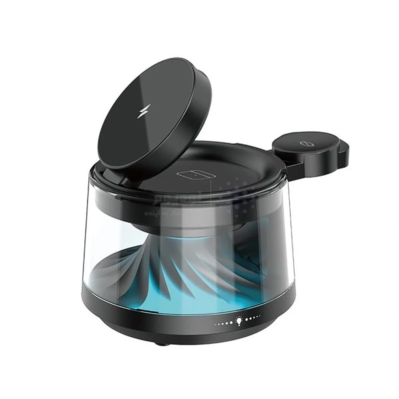 اسپیکر و شارژر وایرلس پنج کاره Wiwu مدل Flow wi-w039 - مشکی (گارانتی شش ماهه شرکتی)