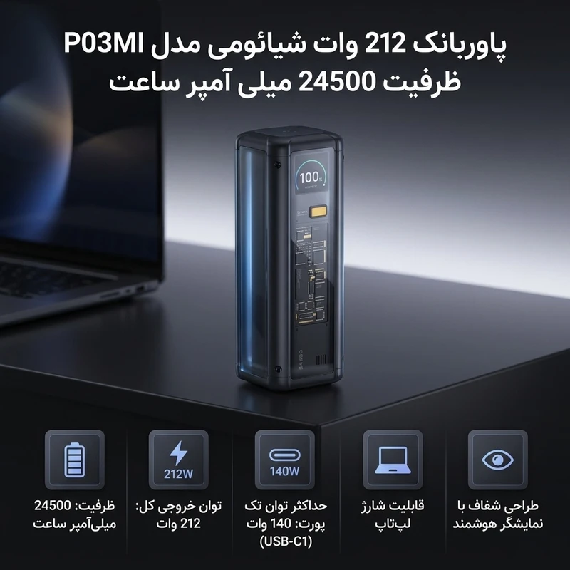 پاوربانک 212 وات 3 پورت شیائومی مدل P03MI