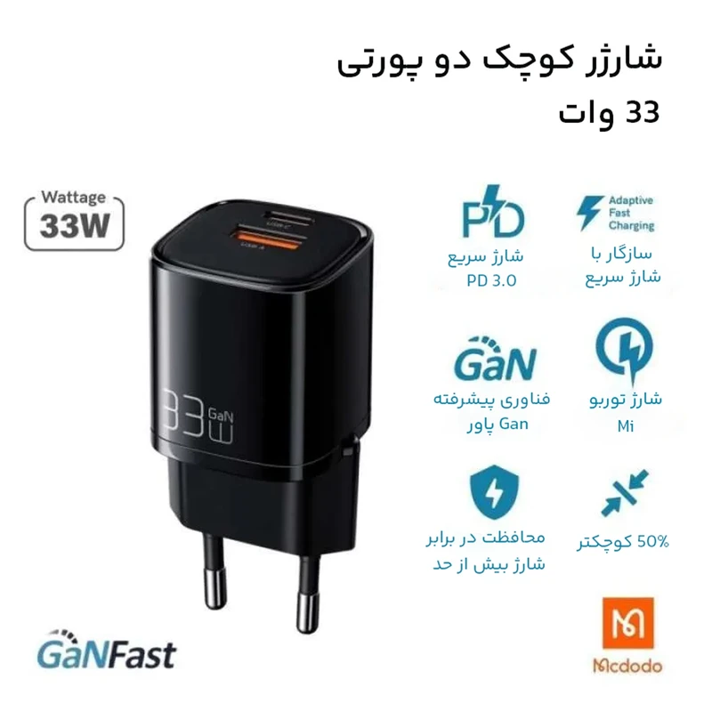 شارژر دیواری مک دودو 33 وات مدل CH-0151